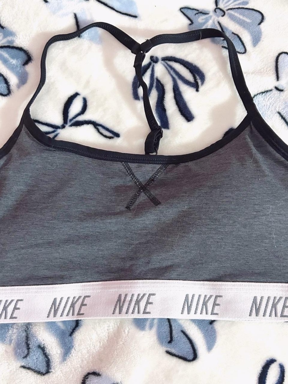 Nike Gray Racerback Sports Bralette with White Logo Band
